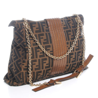 Fendi Zucca Vitello Acqua Maxi Baguette Shoulder Bag Tobacco 3 of 10