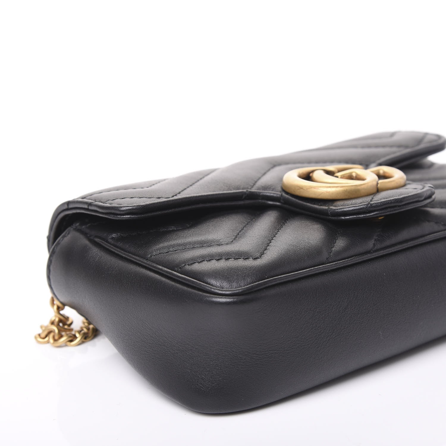 Gucci Calfskin Matelasse Super Mini GG Marmont Shoulder Bag Black 4 of 10