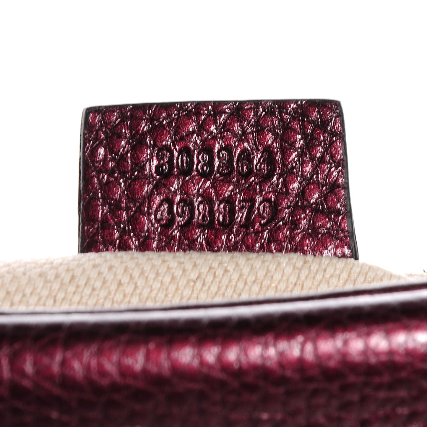 Metallic Pebbled Calfskin Small Soho Disco Bag Burgundy