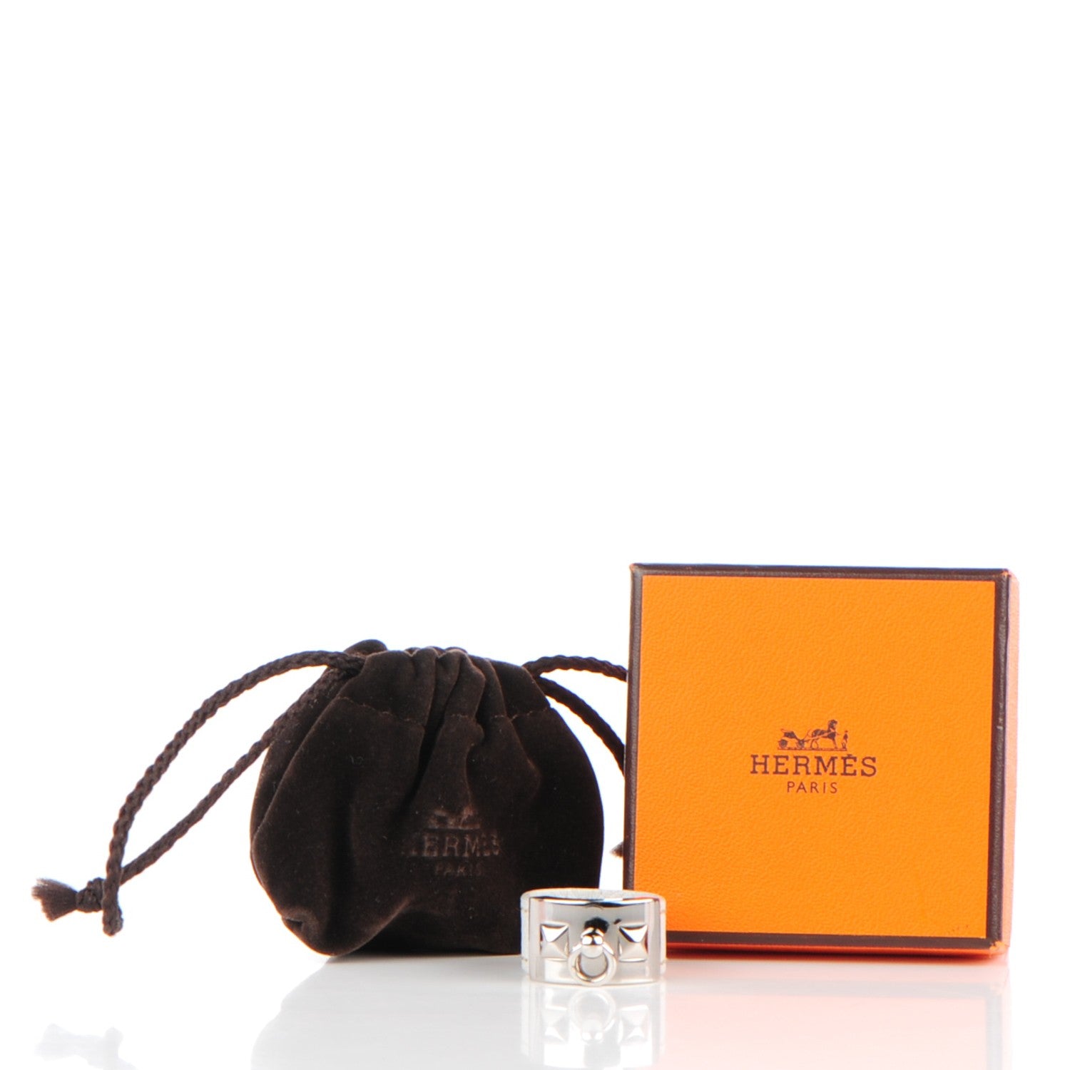 Hermes Palladium Epsom Collier De Chien CDC Ring 9 White 5 of 5