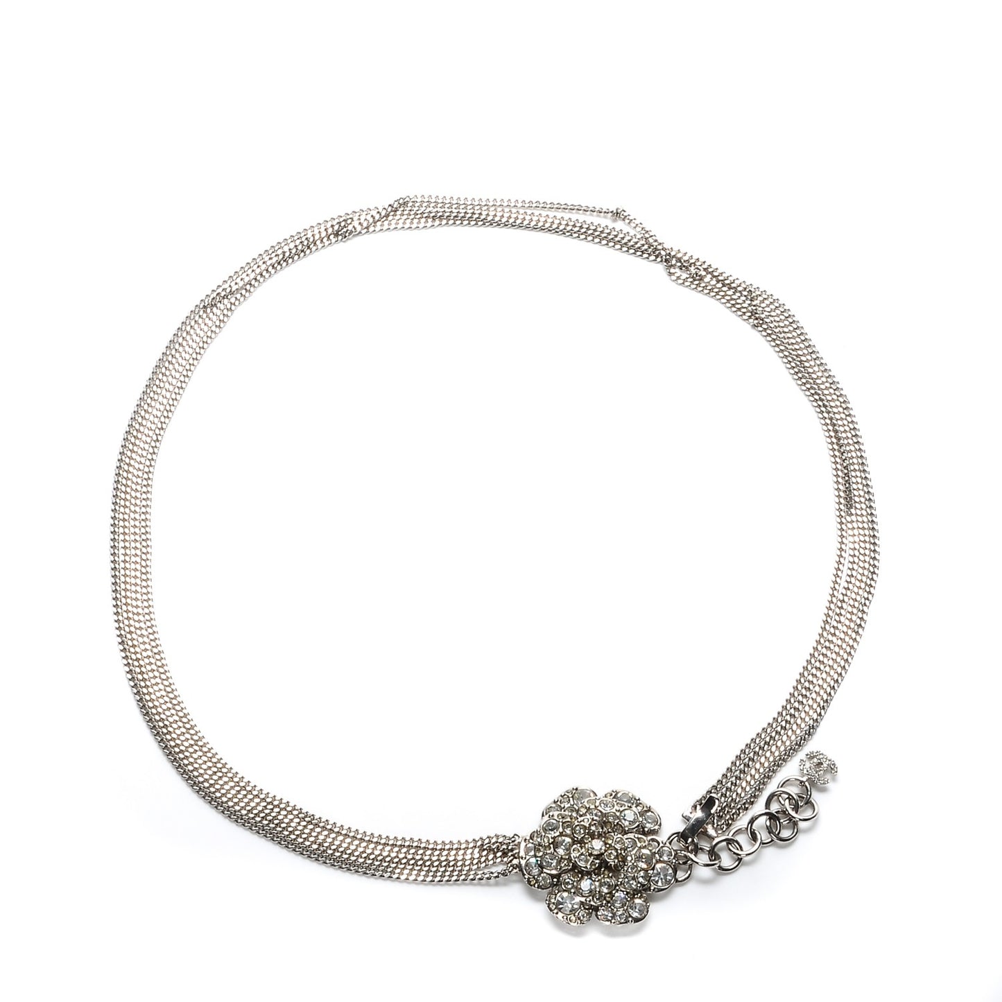 Crystal CC Camellia Belt Silver