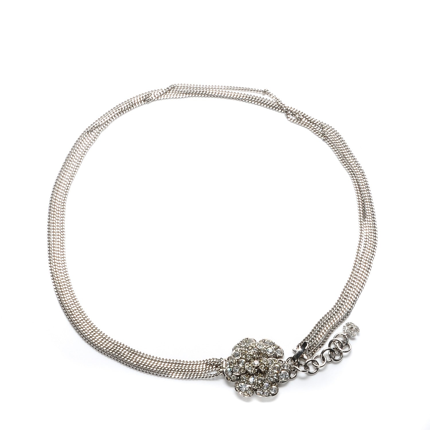 Chanel Crystal CC Camellia Belt Silver 4 of 5