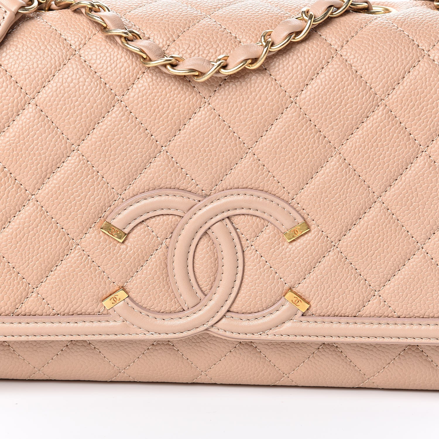 Chanel Caviar Quilted Medium CC Filigree Flap Beige 10 of 10
