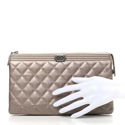Chanel Metallic Caviar Quilted Small Zipped Boy Pouch Copper 2 of 7