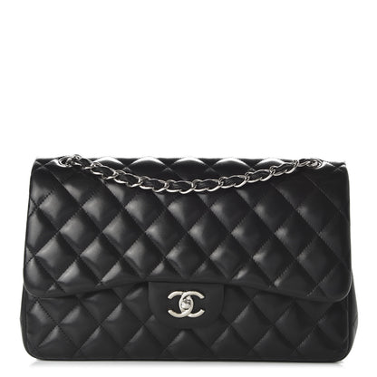 Chanel Lambskin Quilted Jumbo Double Flap Black 1 of 12