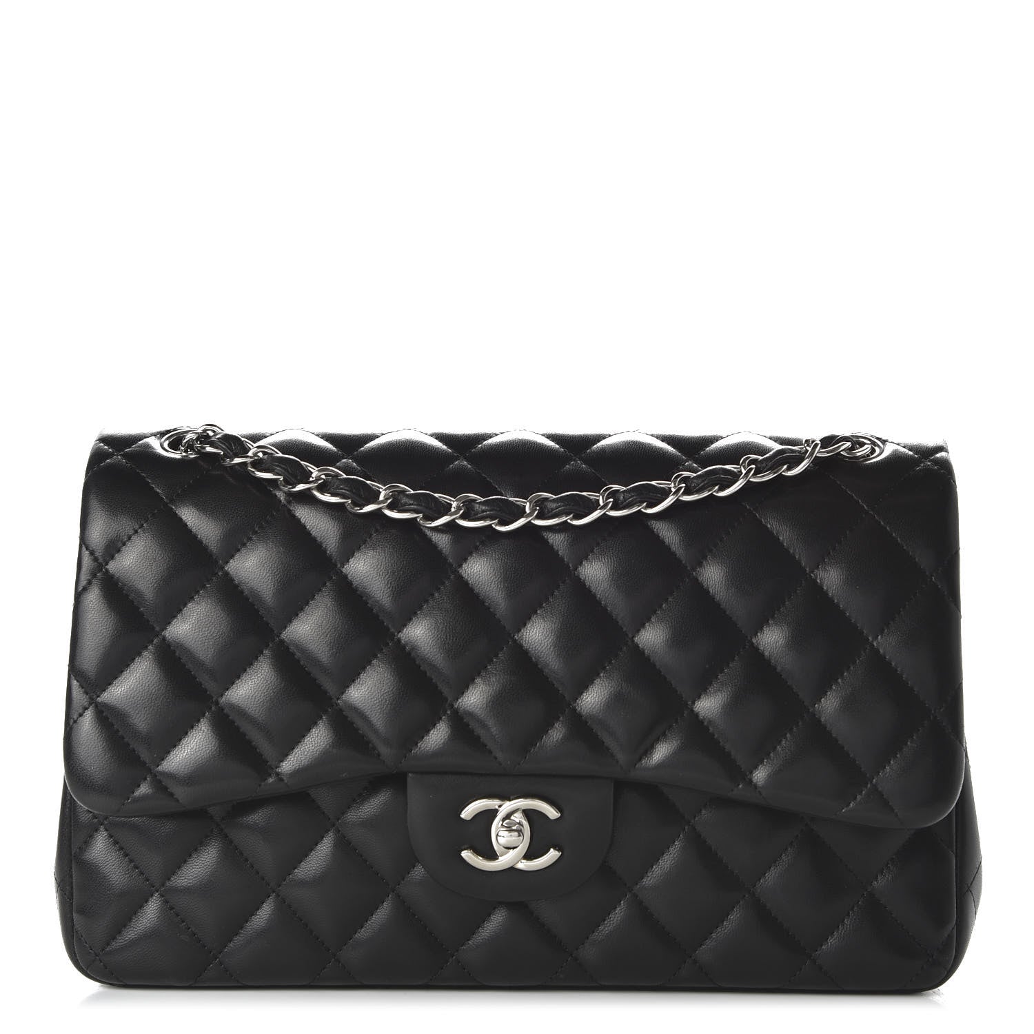 Chanel Lambskin Quilted Jumbo Double Flap Black 1 of 14