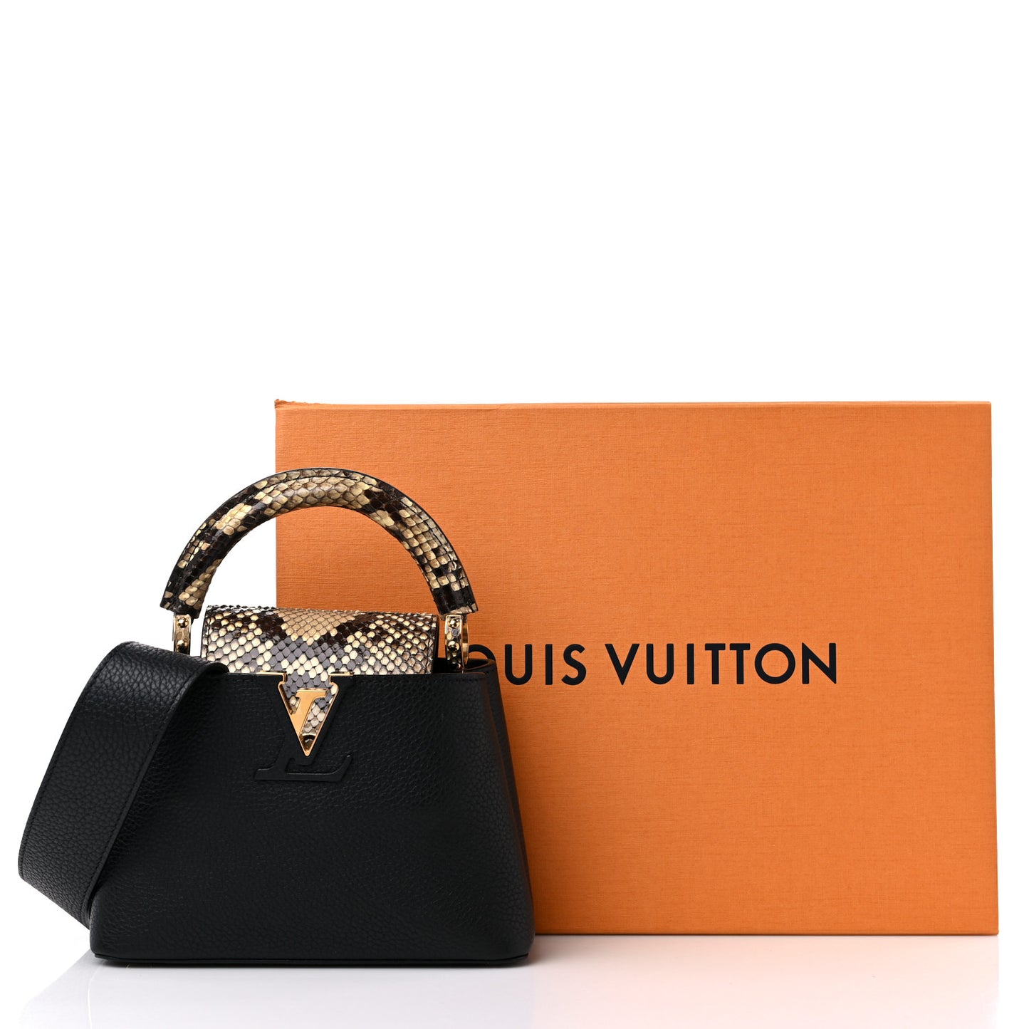 Taurillon Snakeskin Mini Capucines Black