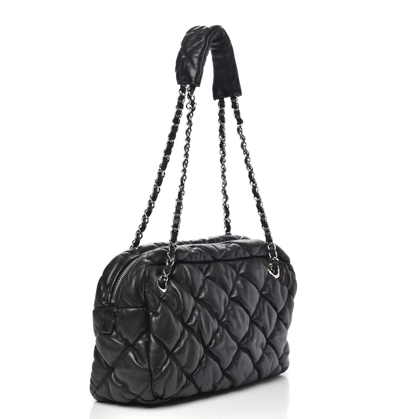 Lambskin Bubble Quilt Camera Case Black