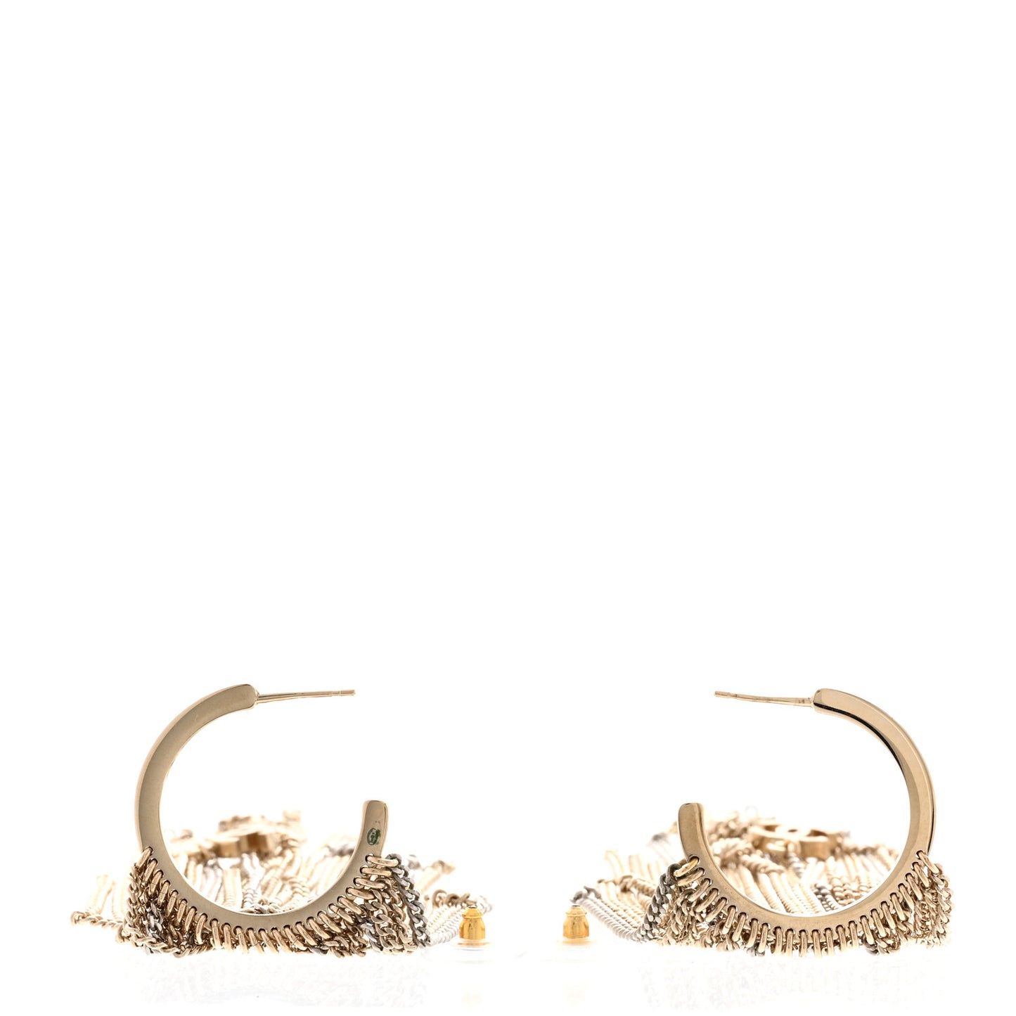 CC Chain Fringe Hoop Earrings Gold
