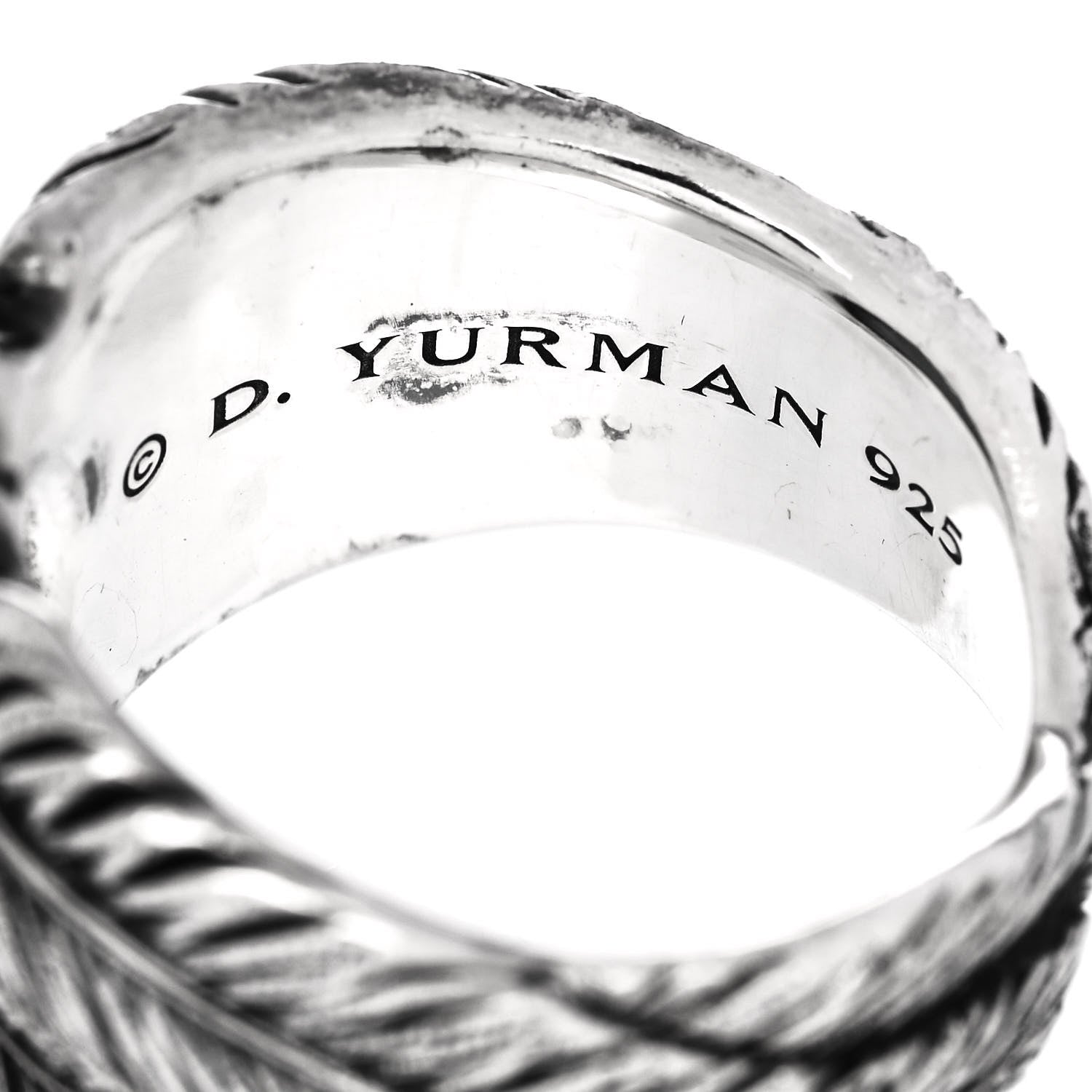 David Yurman Sterling Silver Turquoise Southwest Feather Cigar Band Ring 65 11 4 of 6