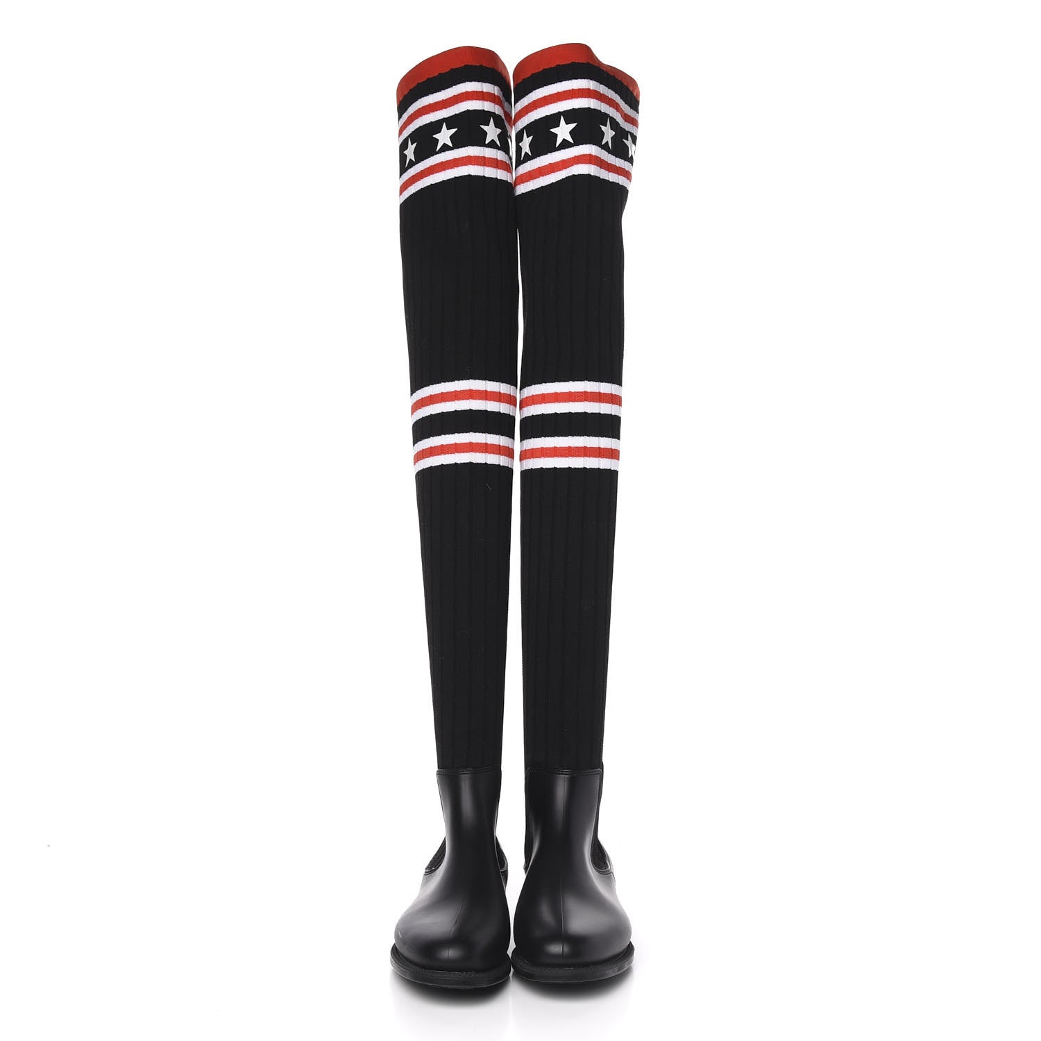 Givenchy Knit Rubber Storm Over The Knee Boots 37 Black 2 of 7