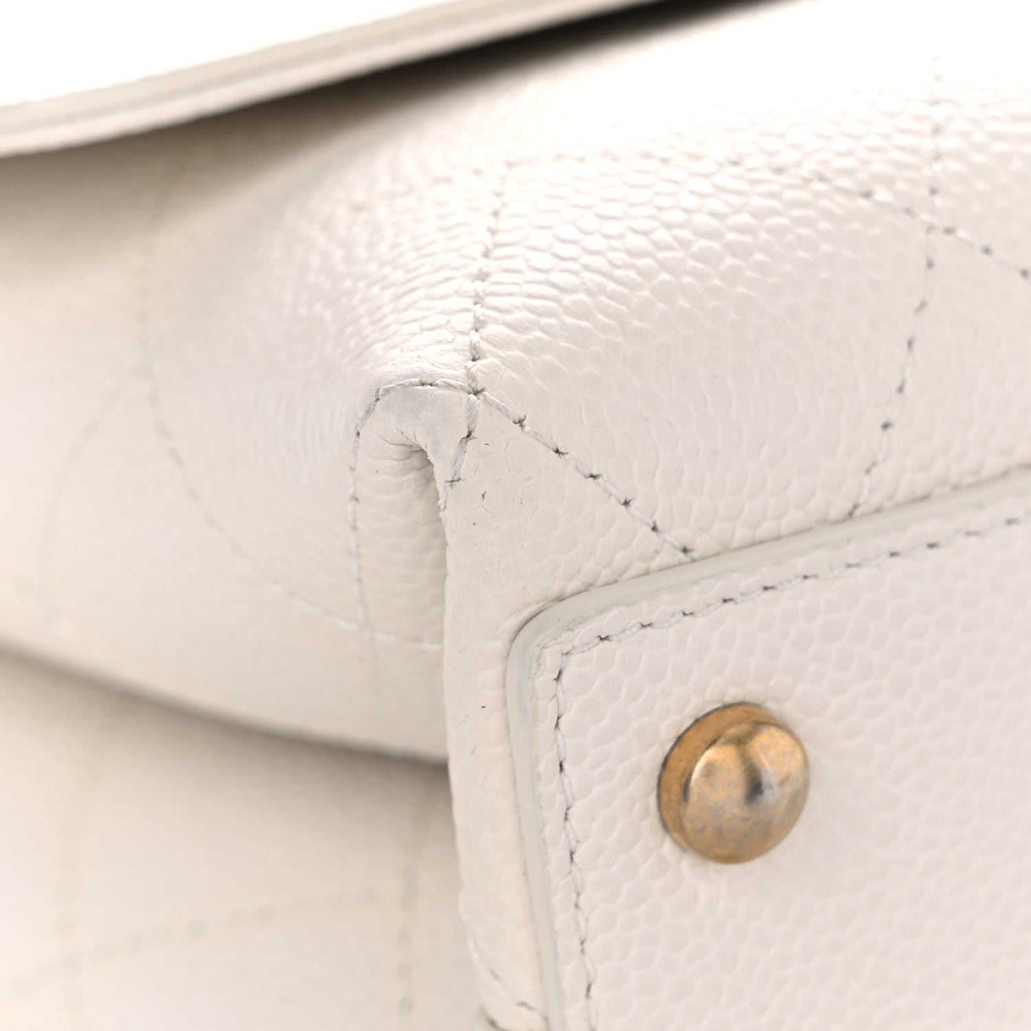 Chanel Grained Calfskin Small Stitched Flap White 8 of 15