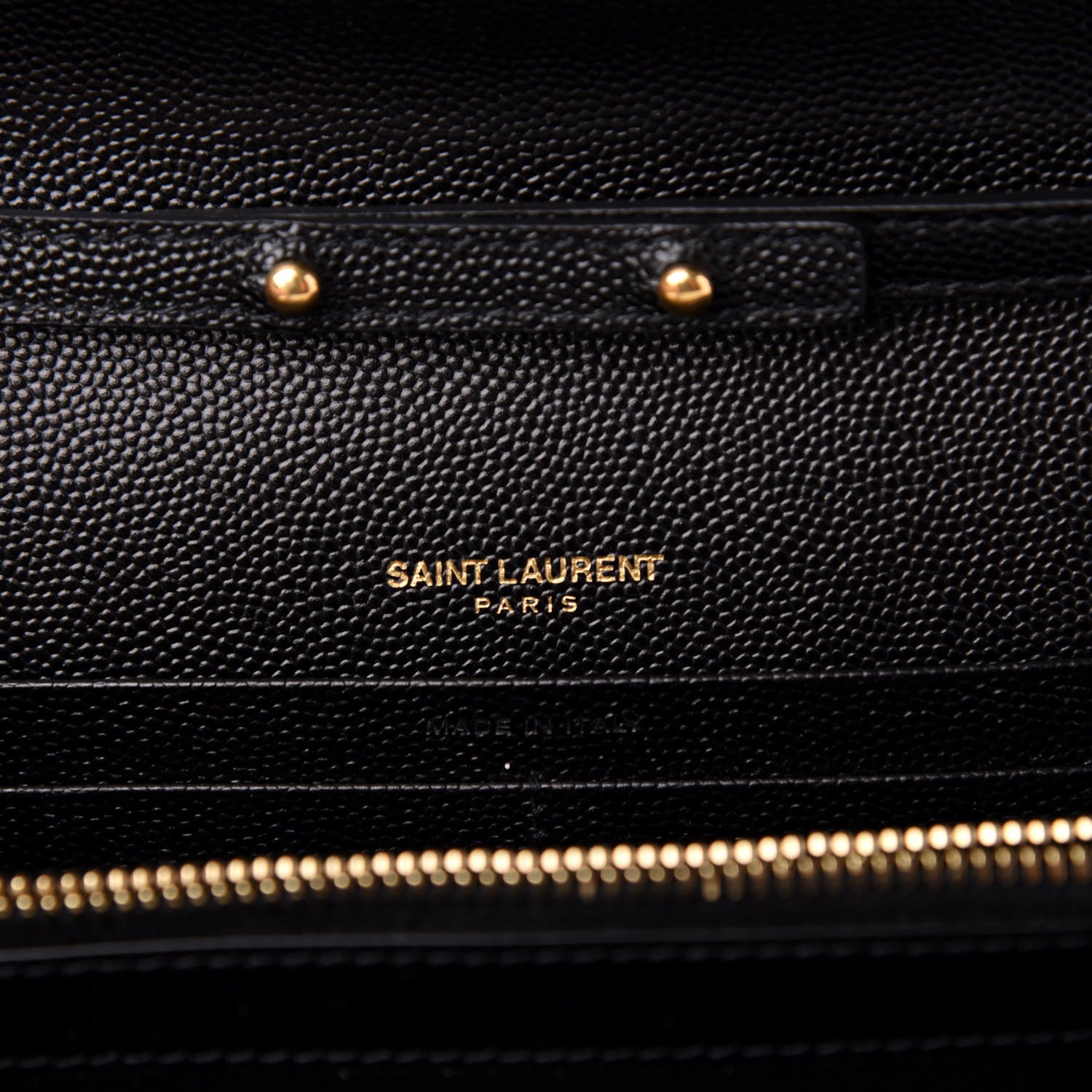 Saint Laurent Grain De Poudre Matelasse Chevron Monogram Chain Wallet Black 5 of 9