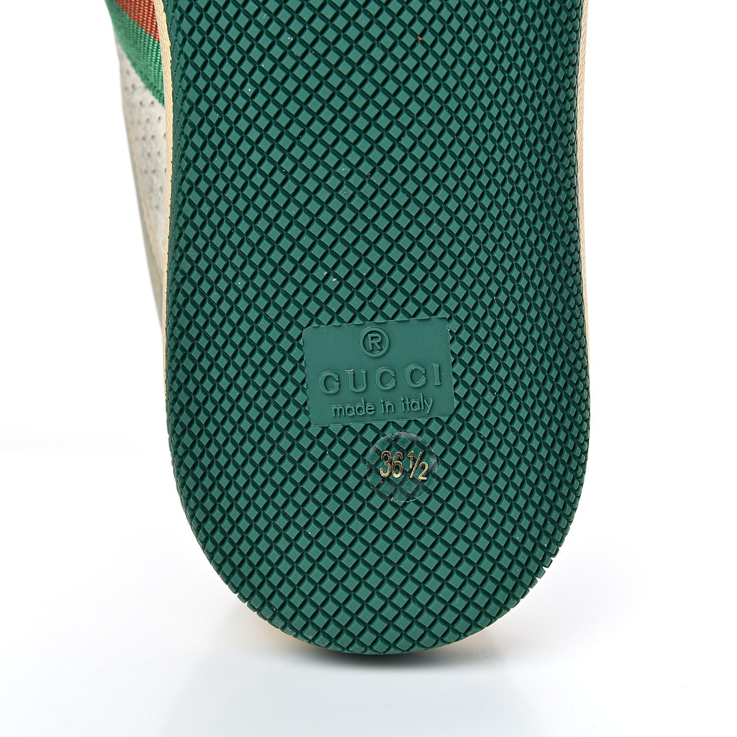 Gucci Nubuck Web Cherries Womens Screener Sneakers 36.5 Dusty Milk White Vintage Green 8 of 13