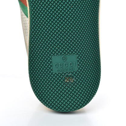 Gucci Nubuck Web Cherries Womens Screener Sneakers 36.5 Dusty Milk White Vintage Green 8 of 13