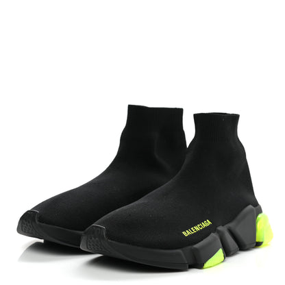 Balenciaga Neoprene Knit Mens Speed Clear Sole Sneakers 41 Black Yellow Fluo 3 of 8