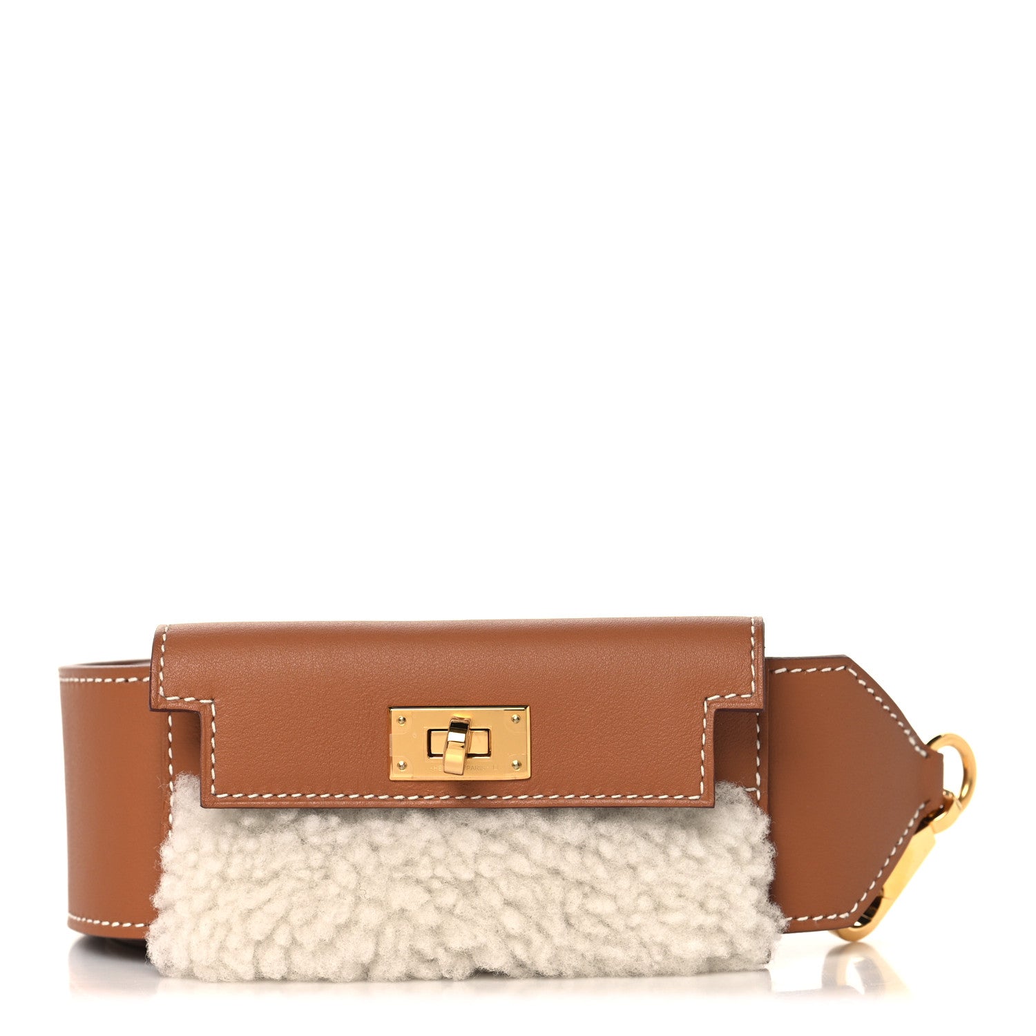 Hermes Swift Shearling Kelly Pocket Plush Shoulder Strap Gold 1 of 6