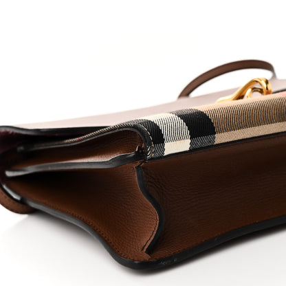 Burberry Derby Calfskin House Check Small Macken Crossbody Bag Tan 9 of 11