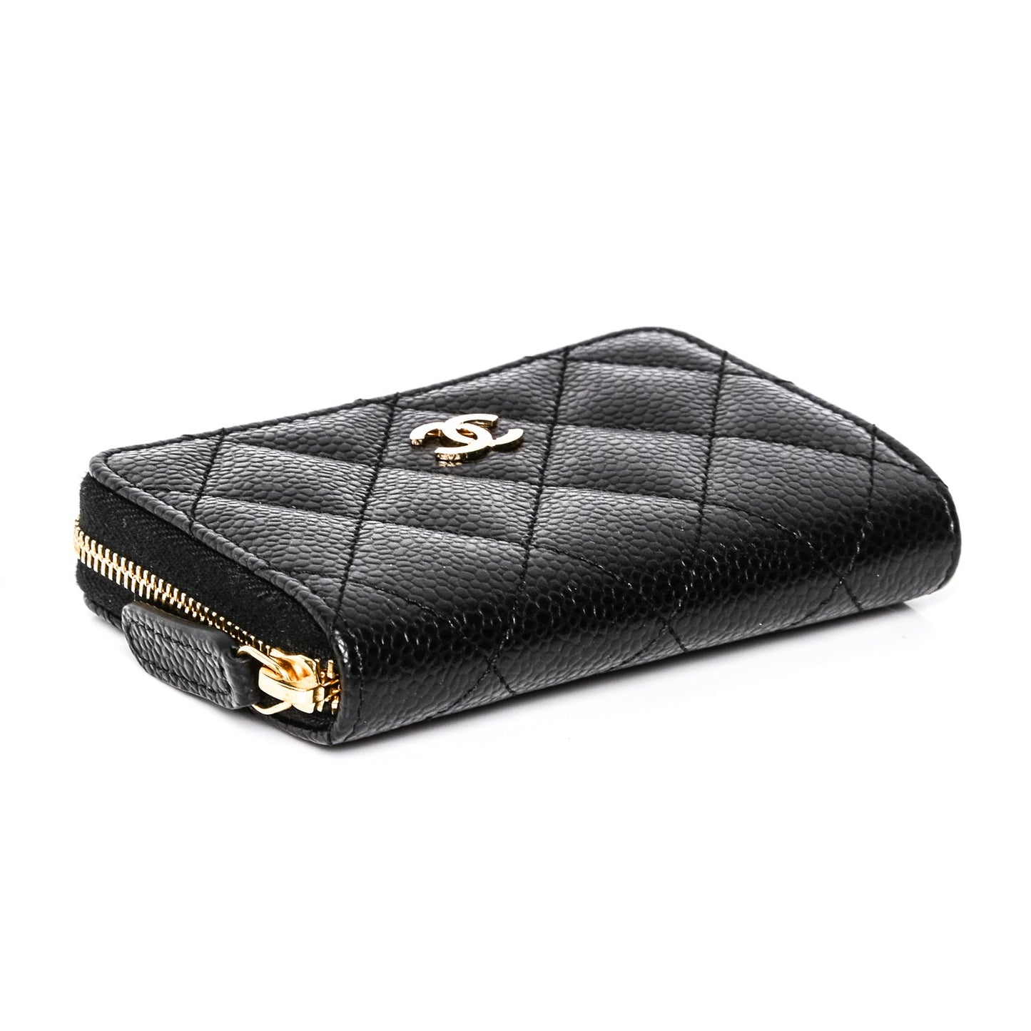 Caviar Quilted Zip Coin Purse Black