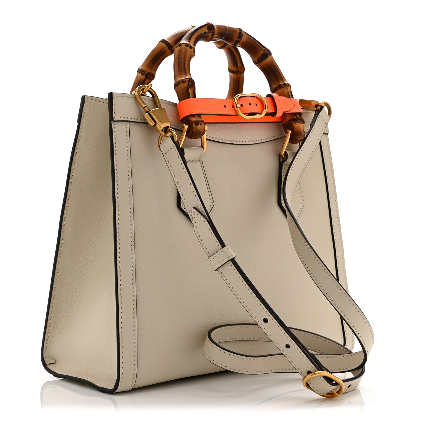 Wonka Grain Calfskin Small Diana Tote Bag Mystic White Cuir