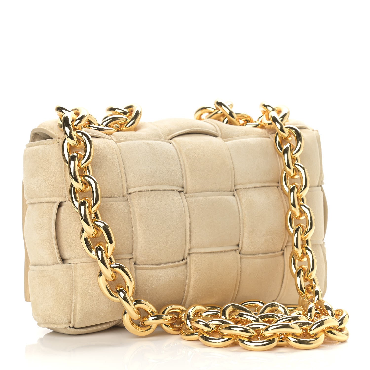 Bottega Veneta Suede Maxi Intrecciato Padded Chain Cassette Crossbody Bag Sand 3 of 9