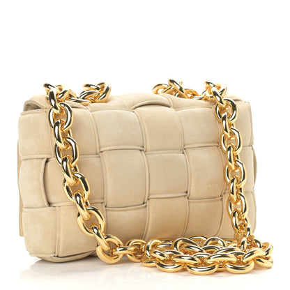 Bottega Veneta Suede Maxi Intrecciato Padded Chain Cassette Crossbody Bag Sand 3 of 9