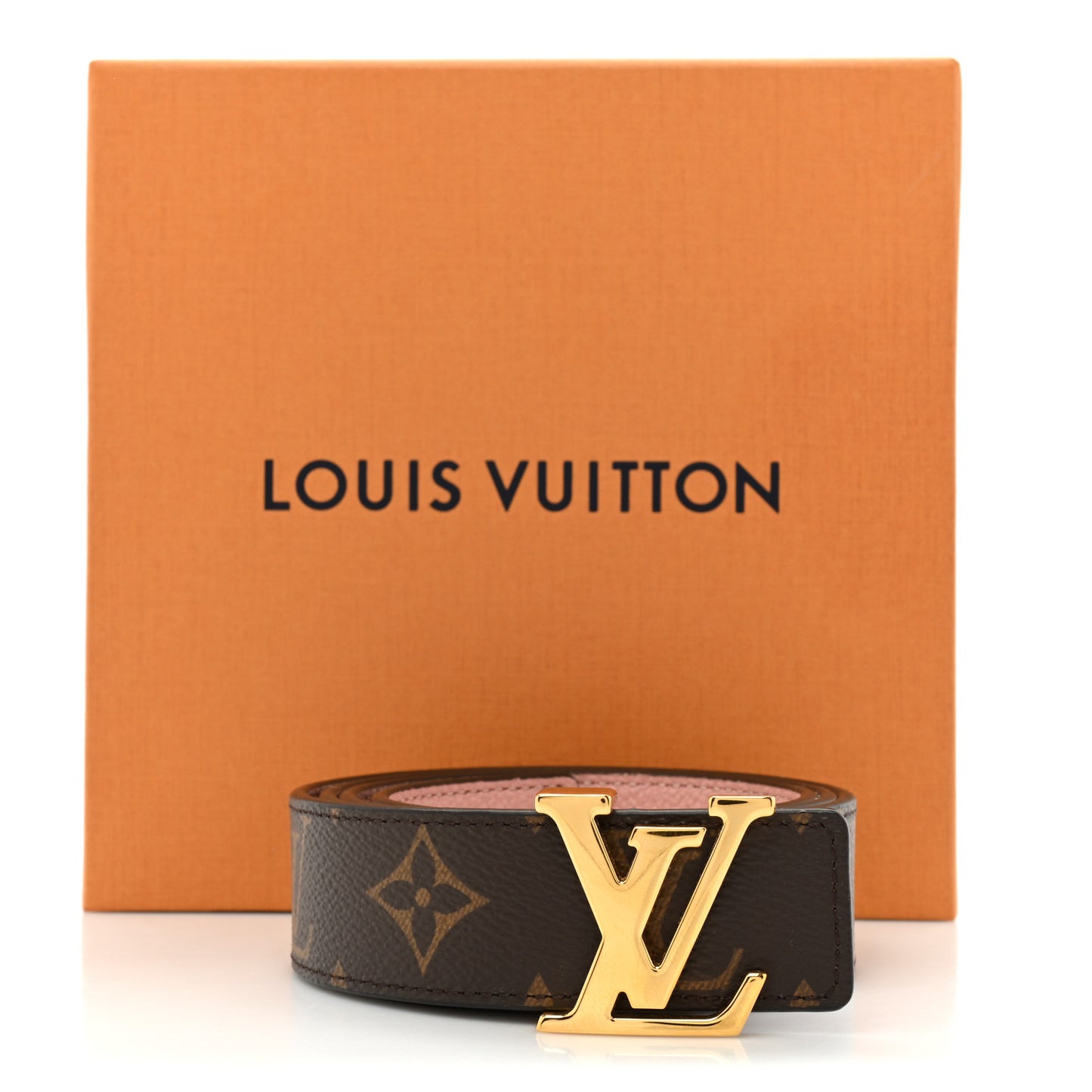 Calfskin Monogram 30mm LV Initiales Reversible Belt 80 32 Rose Ballerine