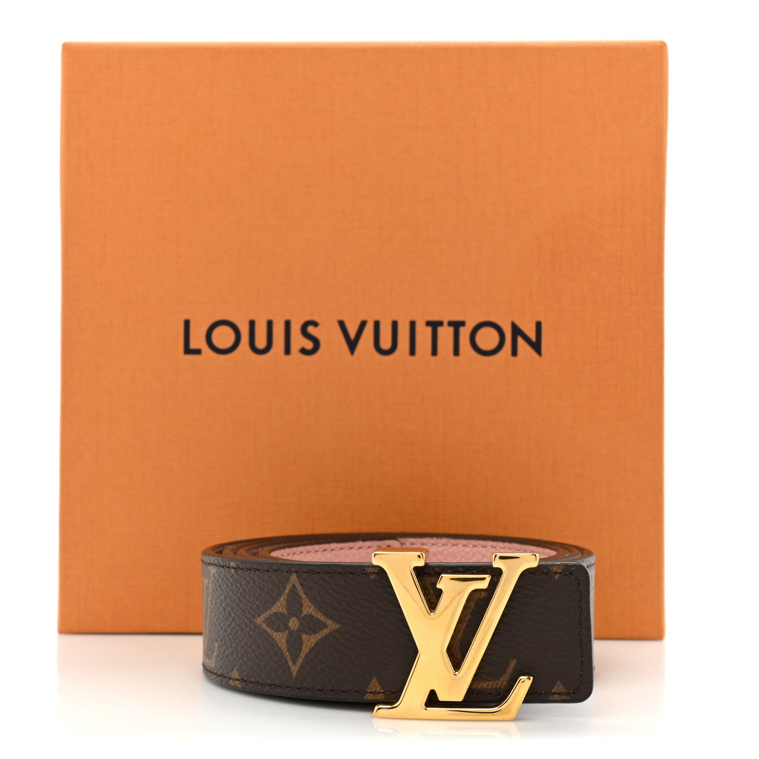 Louis Vuitton Calfskin Monogram 30mm LV Initiales Reversible Belt 80 32 Rose Ballerine 5 of 5