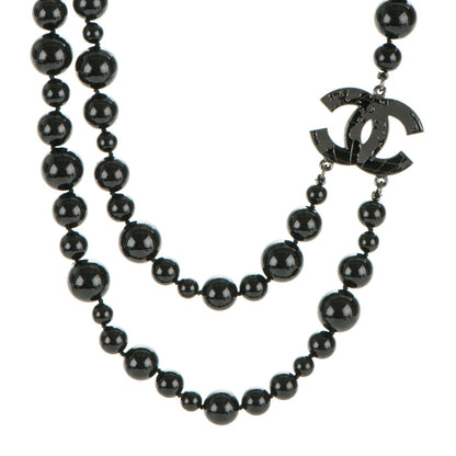 Chanel Glass Bead CC Map Short Necklace Ruthenium Black 1 of 4