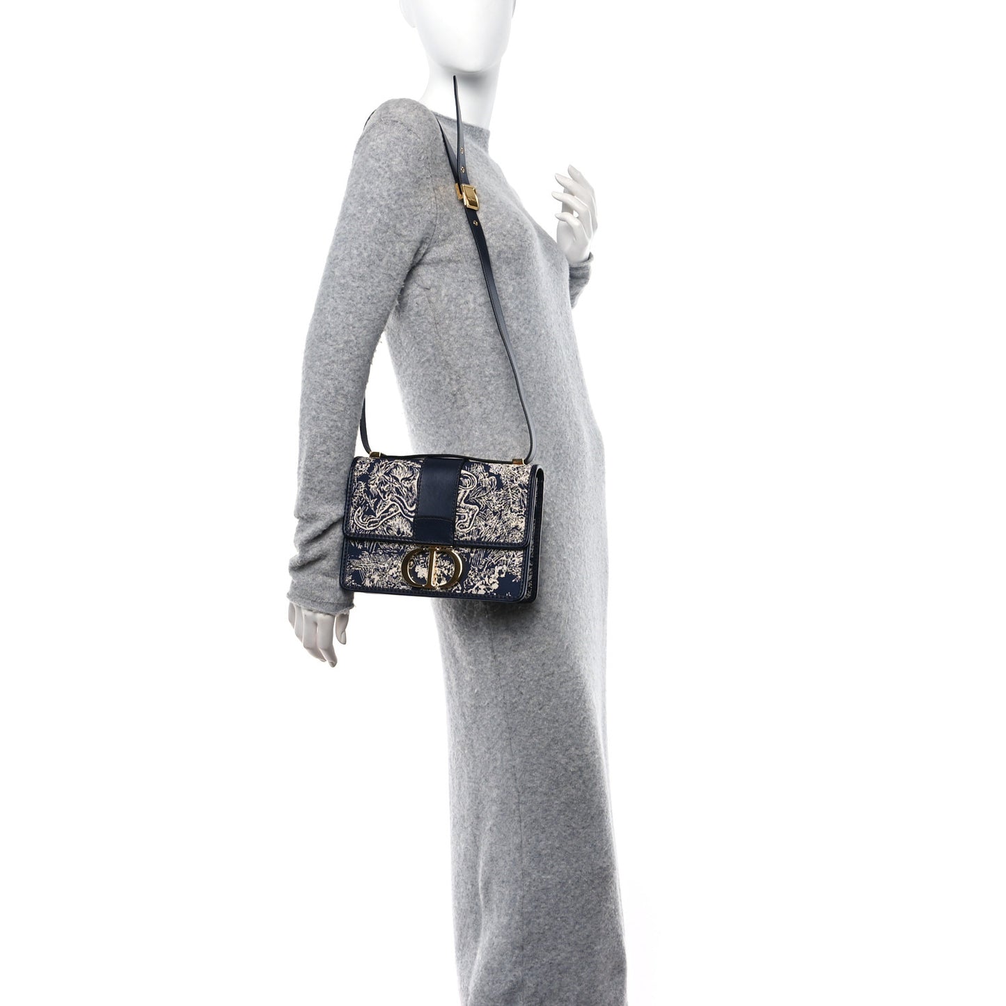 Toile de Jouy Reverse Jacquard 30 Montaigne Flap Bag Blue