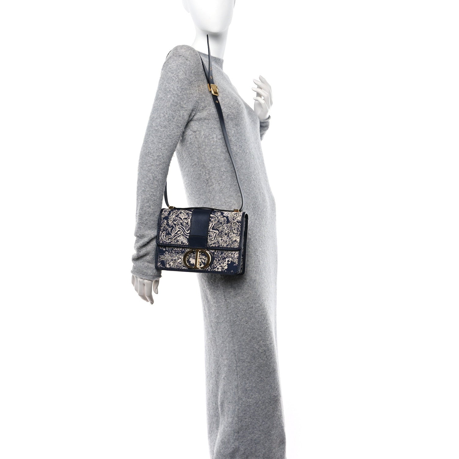 Christian Dior Toile de Jouy Reverse Jacquard 30 Montaigne Flap Bag Blue 2 of 10