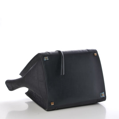 Celine Crocodile Embossed Nubuck Medium Phantom Luggage Navy Blue 4 of 10