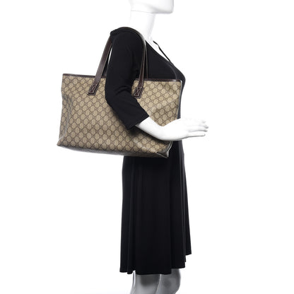 Gucci GG Supreme Monogram Medium Zippered Shopping Tote Dark Brown 2 of 21