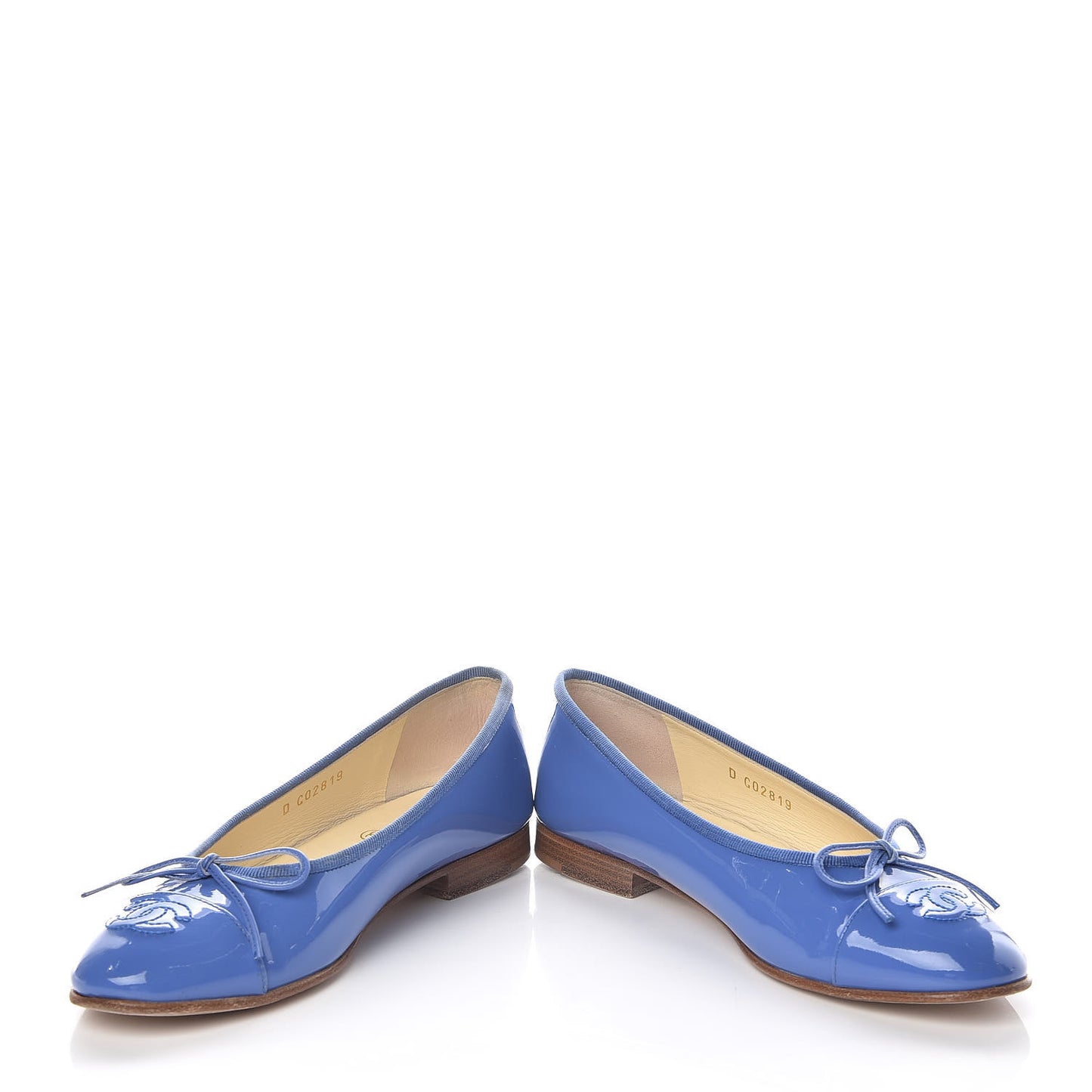 Calfskin Patent CC Cap Toe Ballerina Flats 35.5 Blue