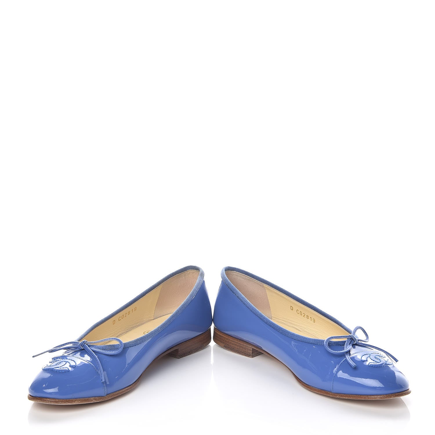 Chanel Calfskin Patent CC Cap Toe Ballerina Flats 35.5 Blue 6 of 11