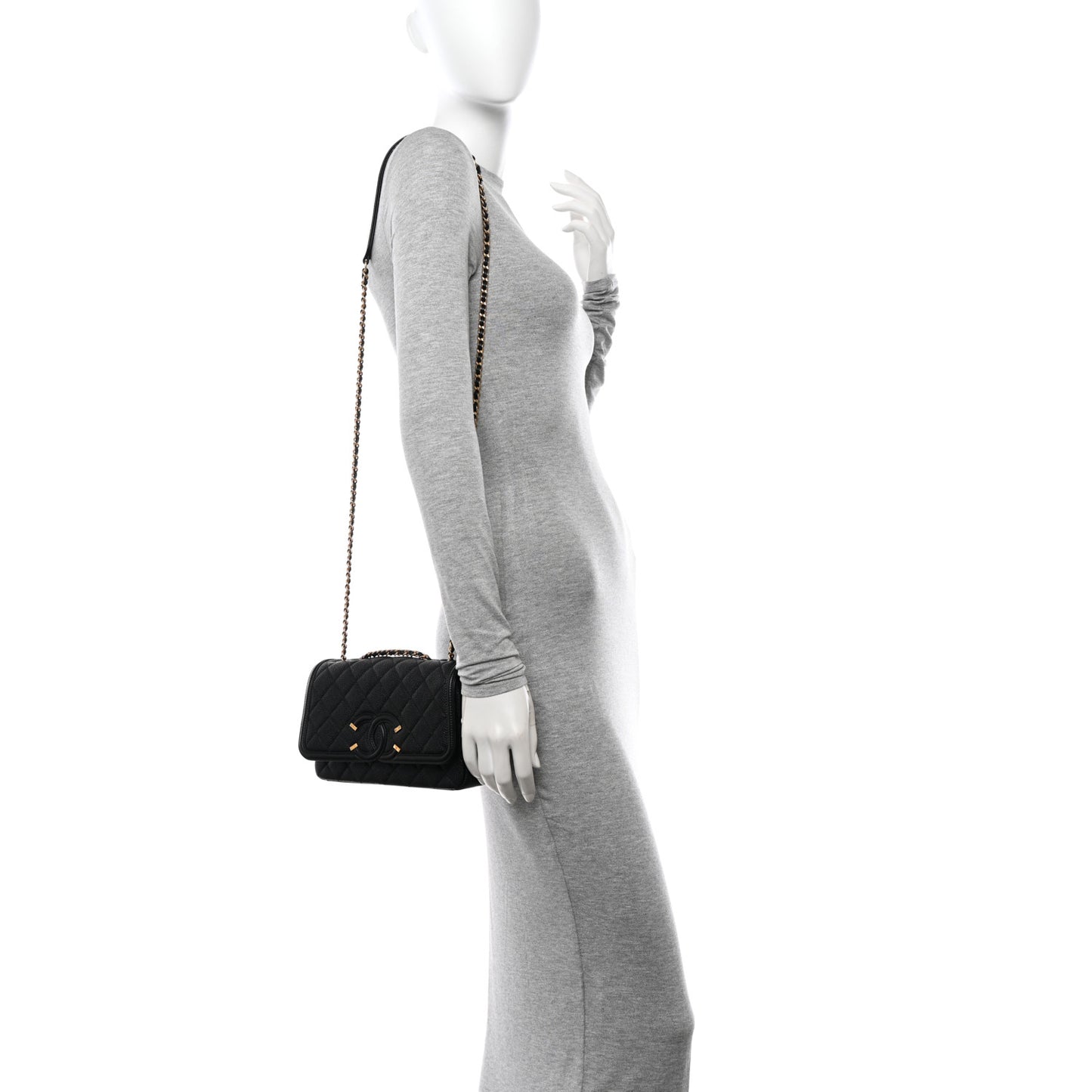Caviar Quilted Small CC Filigree Flap Black