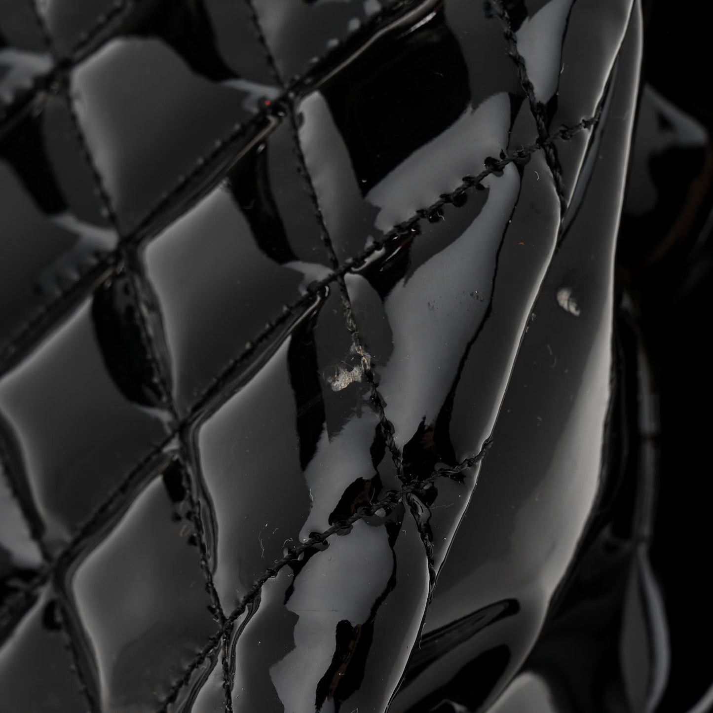 Patent Quilted Maxi Just Mademoiselle Bowling Bag Black
