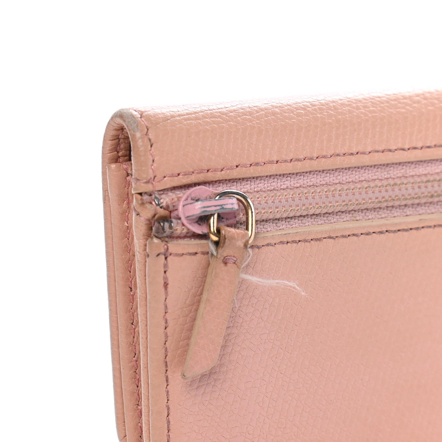 Grained Calfskin CC Button Key Holder Case Pink