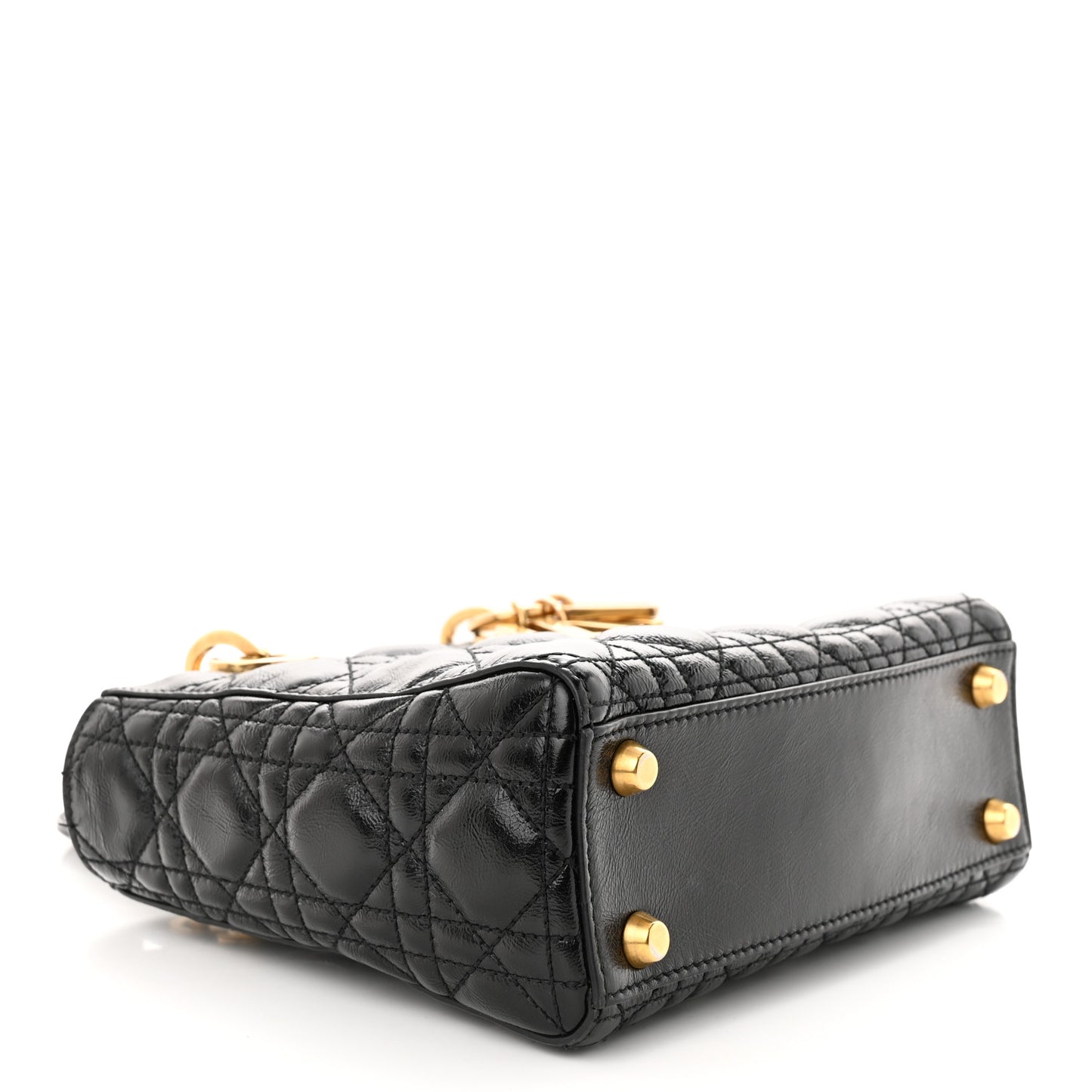 Crinkled Patent Cannage Small Lucky Badges My Lady Dior Black