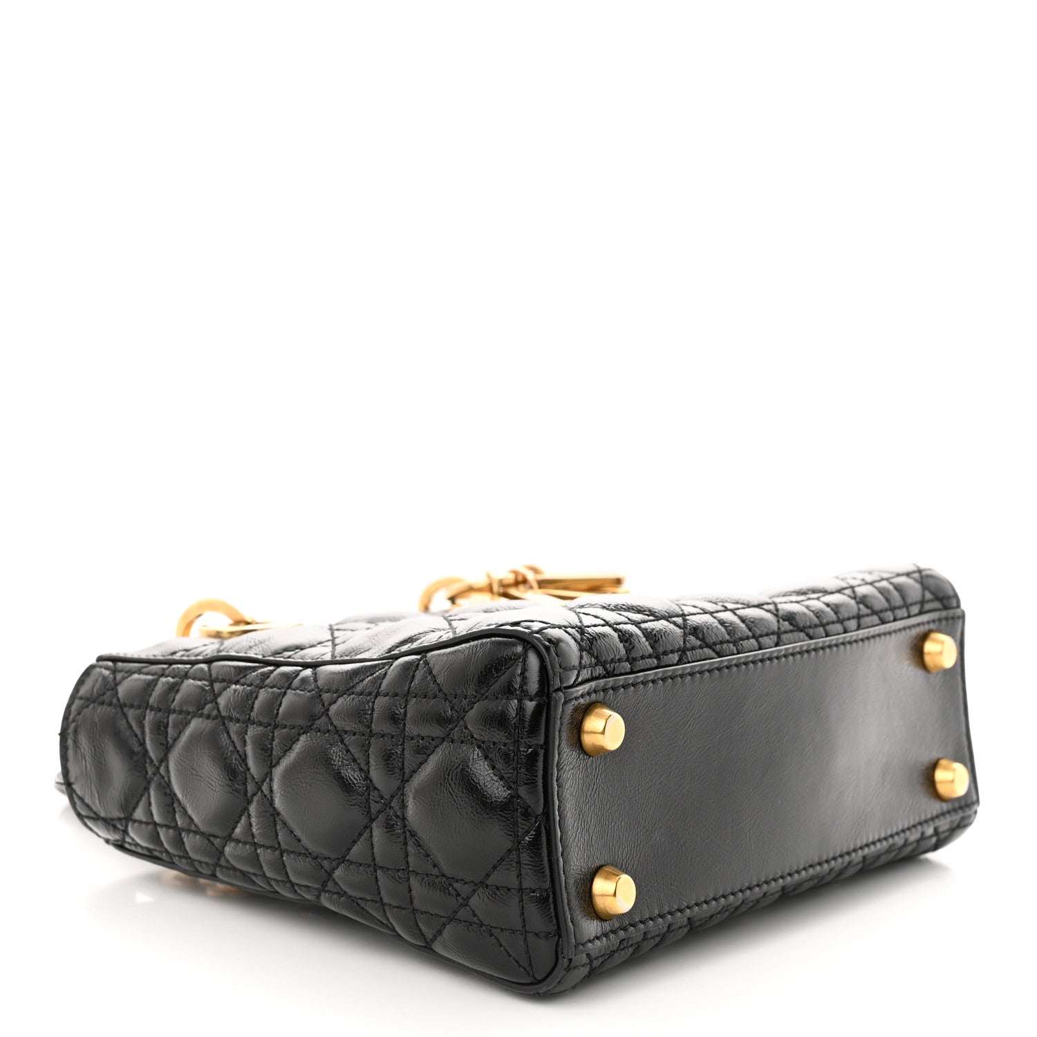 Christian Dior Crinkled Patent Cannage Small Lucky Badges My Lady Dior Black 4 of 11