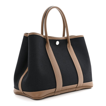 Hermes Toile Militaire Vache Country Garden Party Tote 30 Black Bleu Marine Beige Weimar 3 of 10