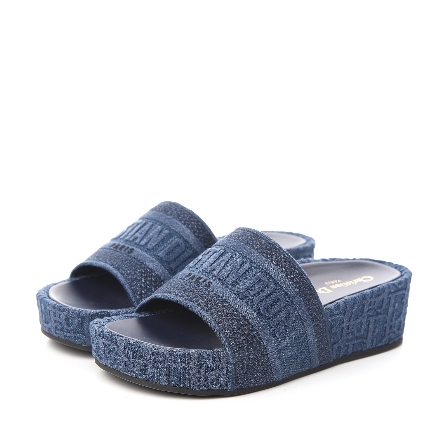 Oblique Denim D-Way Platform Sandal 38 Blue