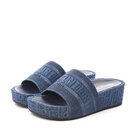 Christian Dior Oblique Denim D-Way Platform Sandal 38 Blue 3 of 9