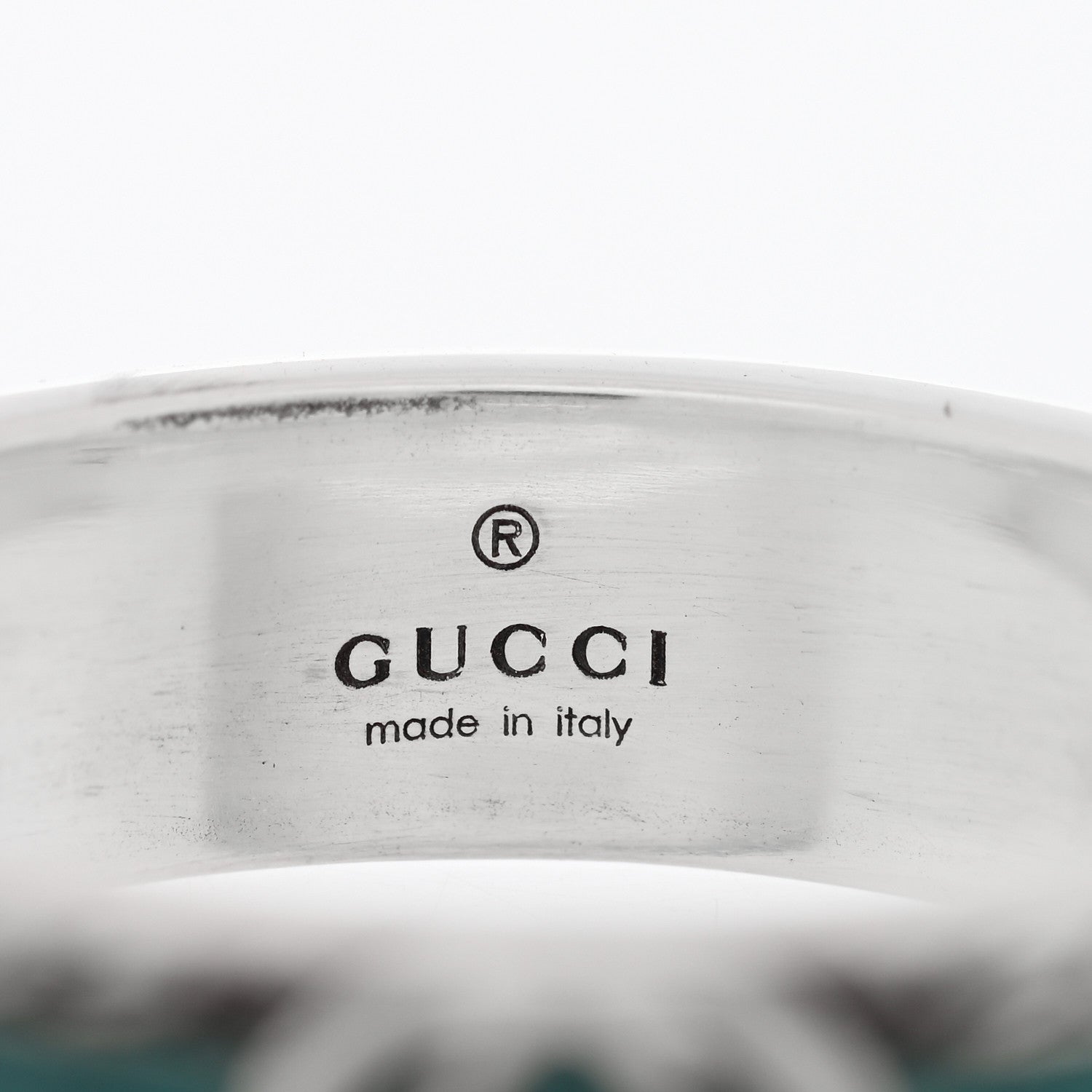 Gucci Sterling Silver Enamel Interlocking G Band Ring 60 9 Blue 4 of 4