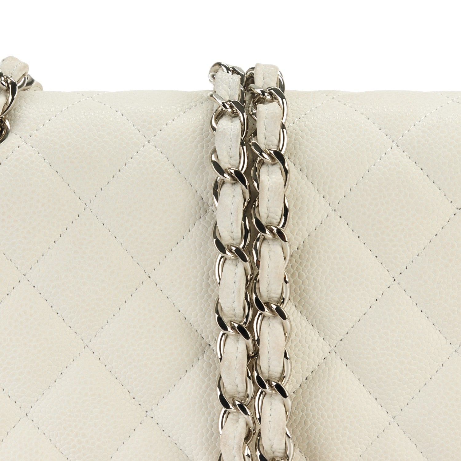 Chanel Iridescent Caviar Quilted Jumbo Double Flap White 13 of 15