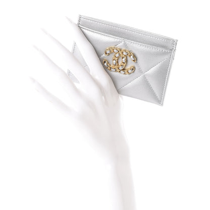 Chanel Metallic Goatskin Quilted 19 Card Holder Silver 2 of 10