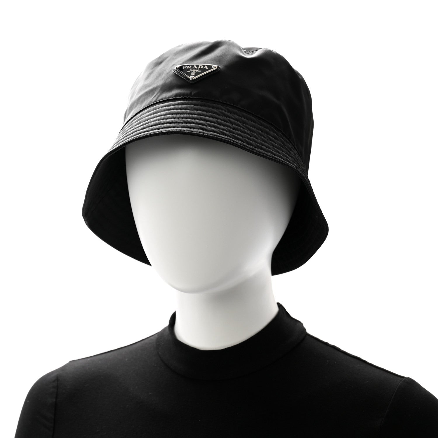 Prada Re-Nylon Metal Triangle Logo Bucket Hat XL Black 2 of 9