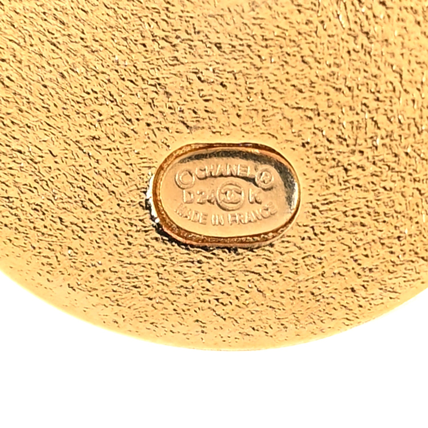 Chanel Metal Quilted CC Round Clip On Earrings Golden 4 of 5