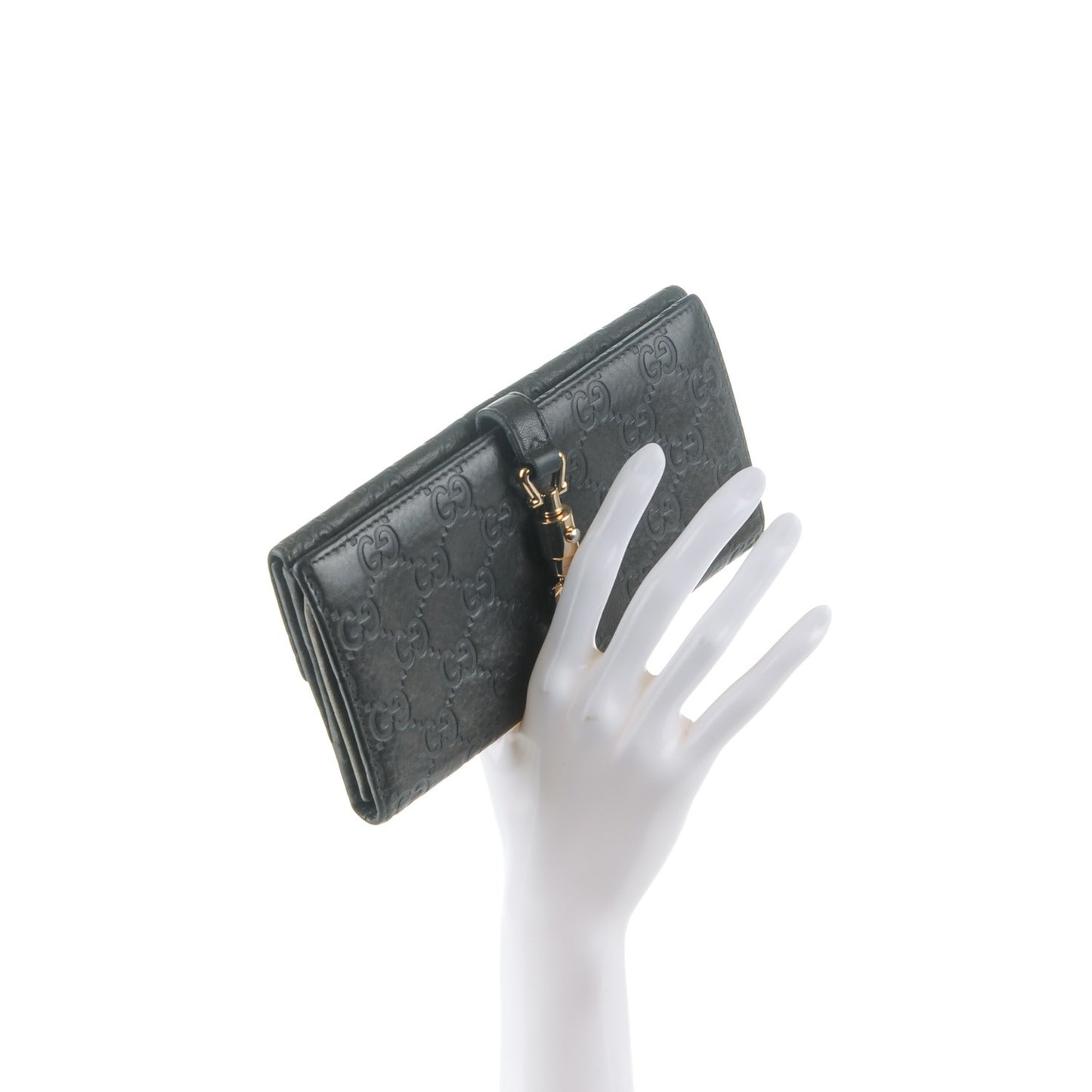 Guccissima Piston Lock Continental Wallet Grey