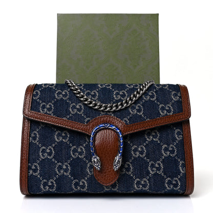 Gucci New Denim GG Monogram Dollar Calfskin Enamel Mini Dionysus Chain Wallet Blue Tea Cuir Epilog Electric Blue 8 of 8